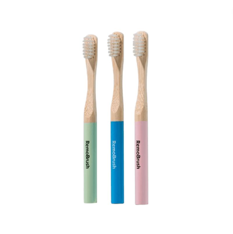 RemoMini Kids – Miswak Bristles Bamboo Toothbrush - Pack of Three